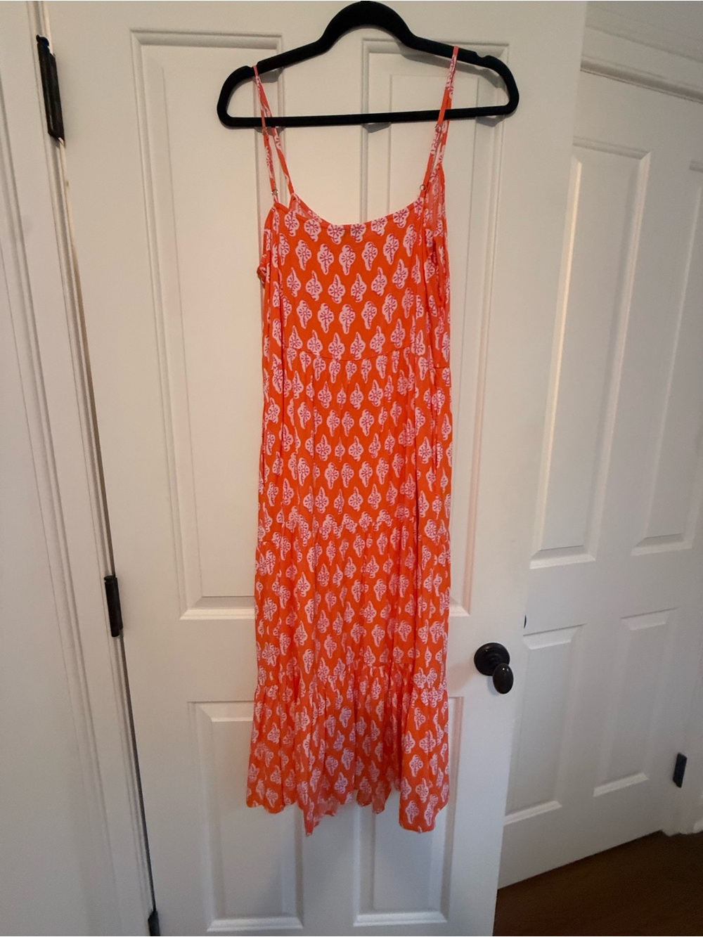 J. Crew Orange Printed Spaghetti-Strap Maxi Dress